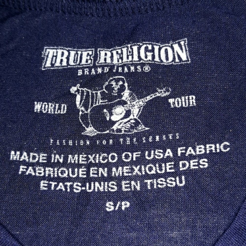 True Religion Bling Rhinestone Crystal SS Shirt Sm - Picture 4 of 4